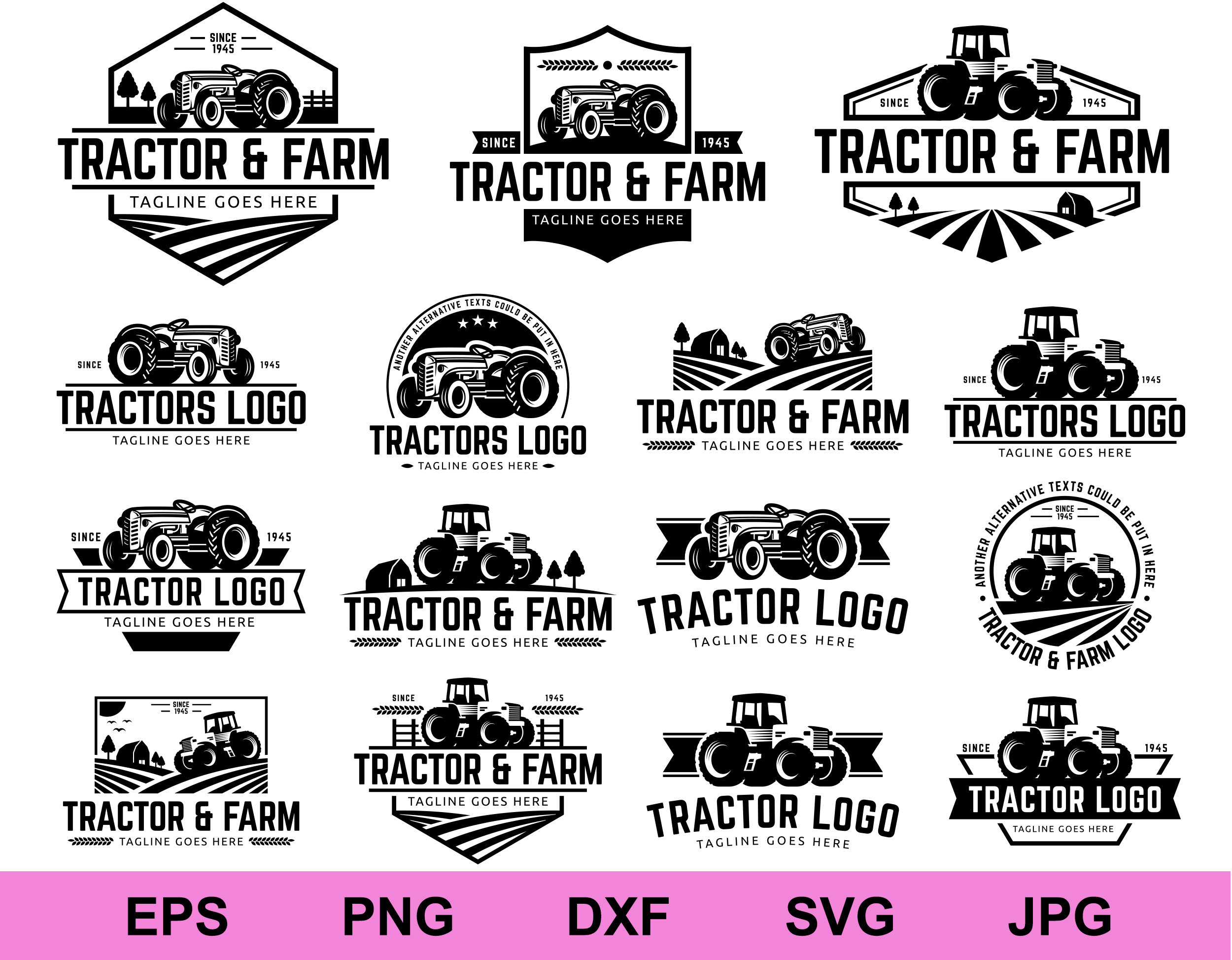Tractor Farm Logo Sets of Collection Bundle Design Svg Etsy