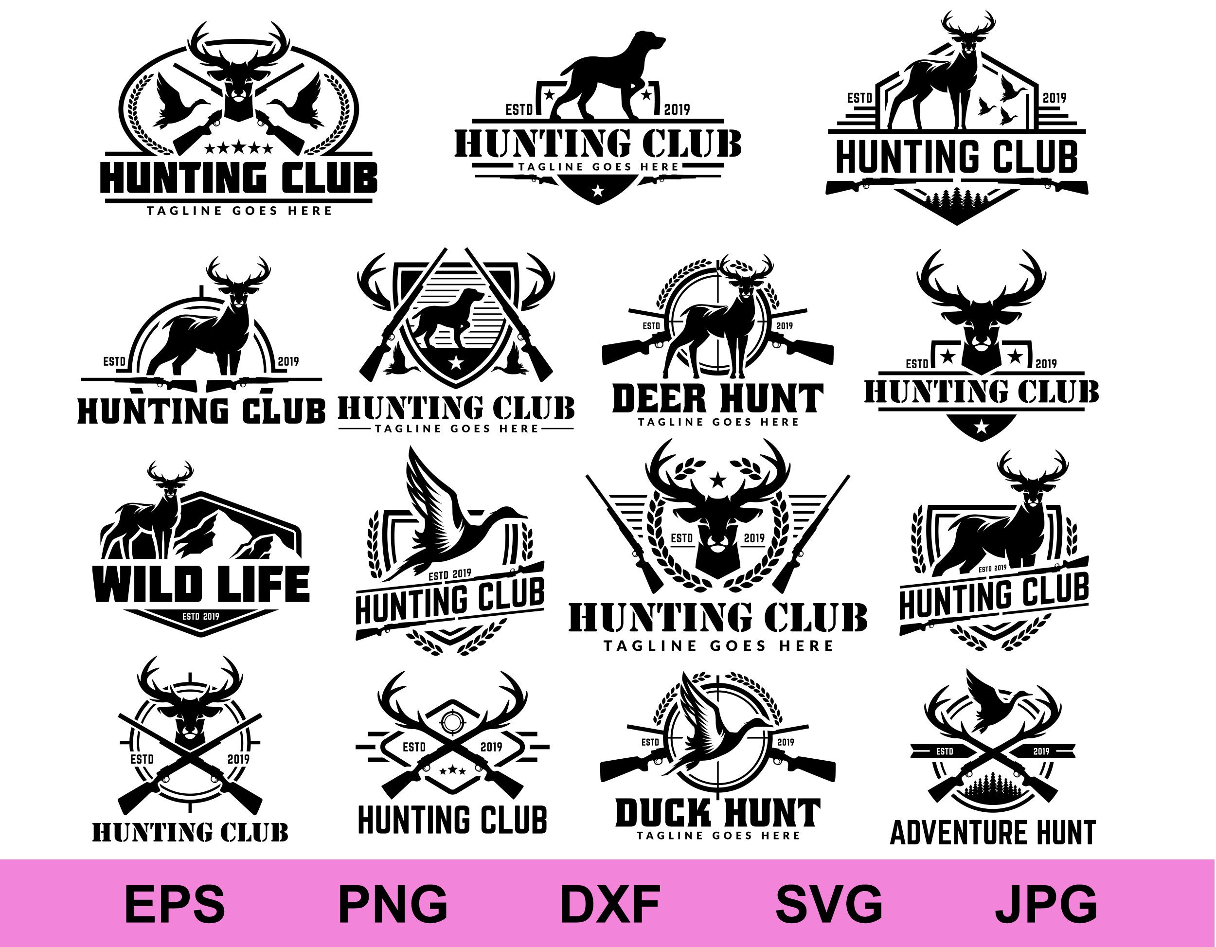 Hunting Club Logo Icon Sets of Collection Design Bundle Svg - Etsy