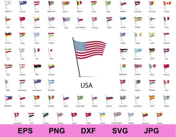 Bandiere nazionali del set mondiale di elementi di design collezione bundle  icona svg, paese bandiere di tutto il mondo, bandiera del mondo clipart svg  -  Italia