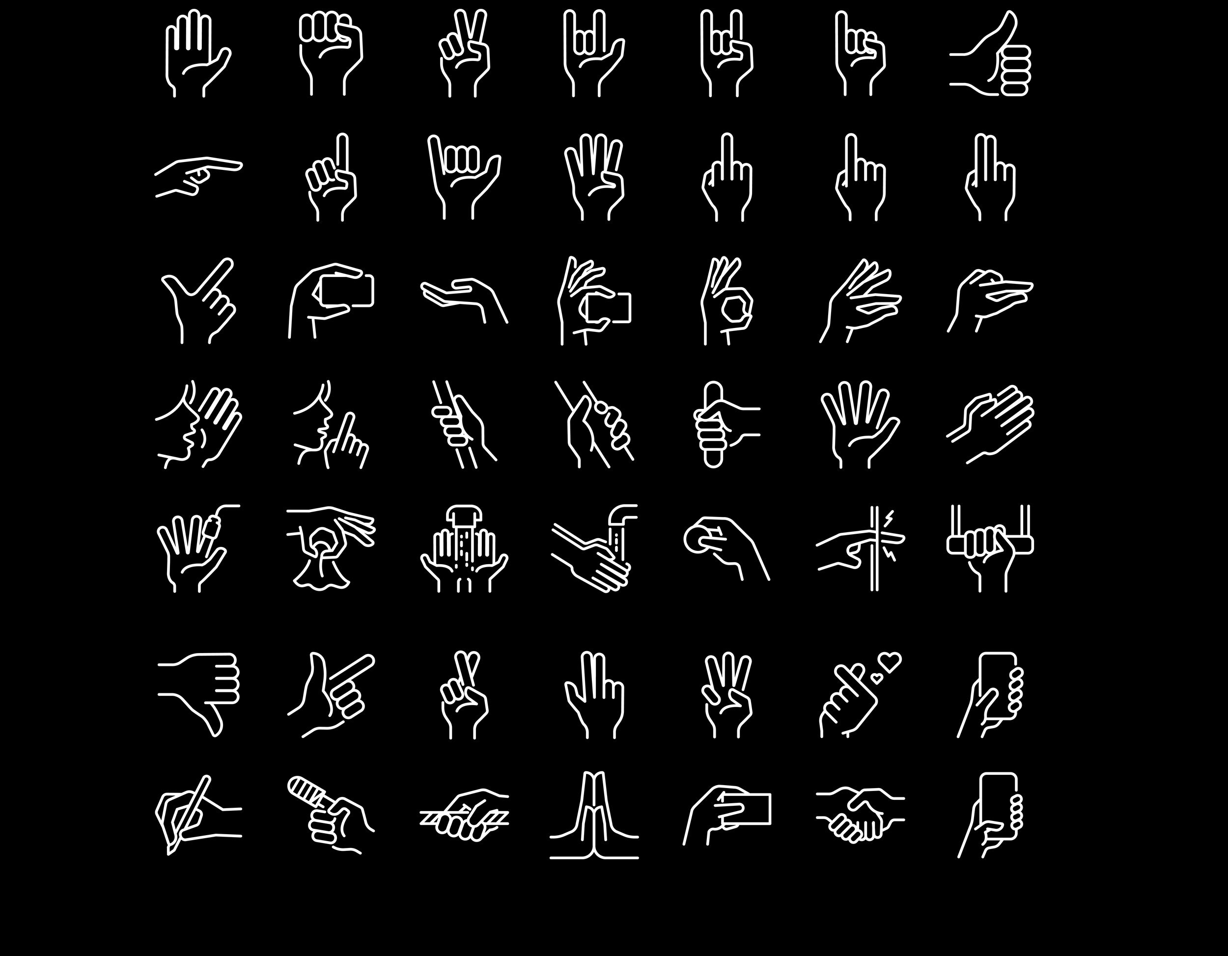 Hand Gesture Line Icon Set: Clipart SVG Bundle (digital Download) - Etsy