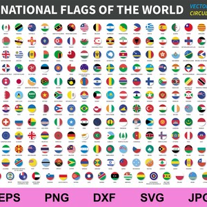 Pacote SVG de Bandeiras do Mundo: Ícones de Clipart de Bandeiras Nacionais (Download Digital)