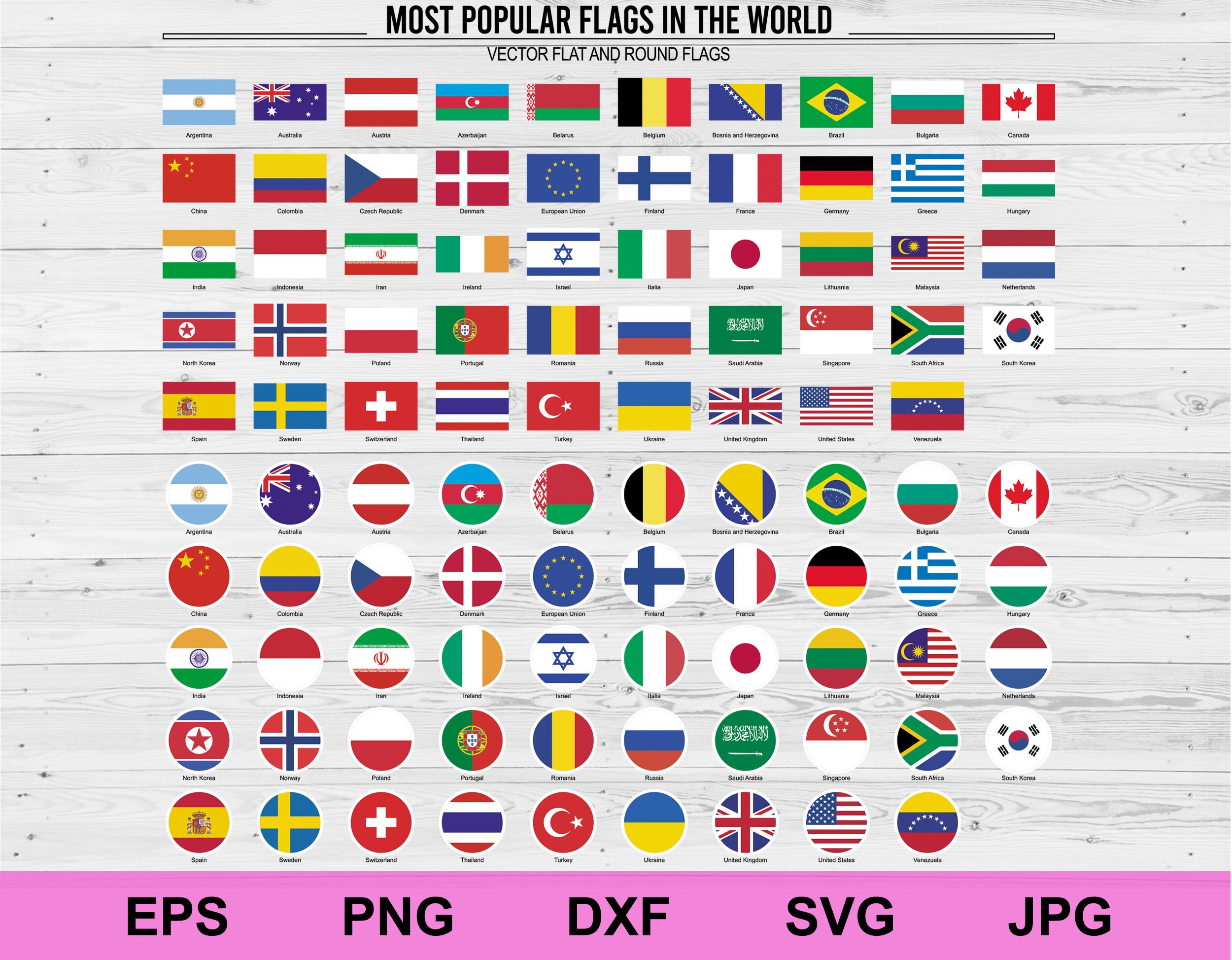 National flags of the world set of collection design elements Etsy