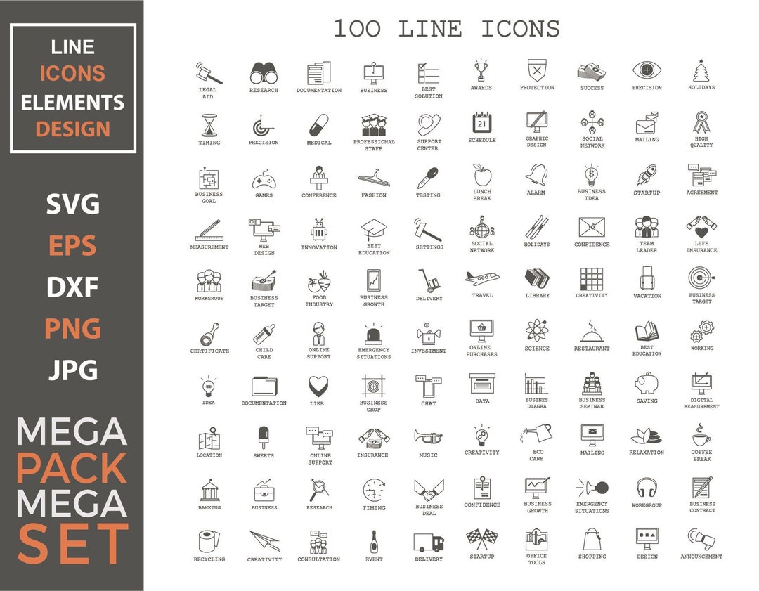 Line Icon Bundle Line Icon Vector Bundle, Clipart Set (digital Download) - Etsy