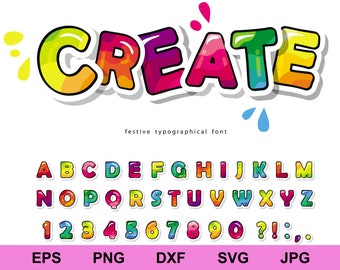 Colorful Alphabet Clipart, Learning Font SVG PNG (Digital Download)