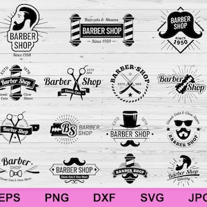 Barber Shop-logoset, kapselpictogram (svg, png, eps, dxf, jpg) (digitale download)