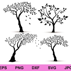 silhouette tree set of collection design elements svg, silhouette tree svg, digital download circuit clipart Svg cut file