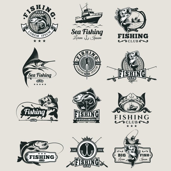 sea fishing club logo bundle svg, fish clipart, fishing svg, fishing cut  file, digital instant download file fishing svg, dxf, eps, png, jpg