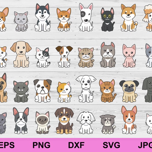 Cartoon Cute Dogs and Cats Design Elements Set of Collection - Etsy UK Cartoon Cute Dogs and Cats Design Elements Set of Collection - Etsy UK