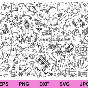 hand drawn doodles toys set of collection svg, doodles toys kids background design elements, hand drawn doodles toys clipart svg