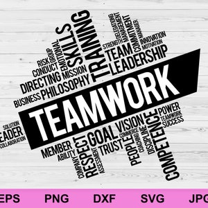 Teamwork Typografie Komposition Schriftzug svg, Teamarbeit svg, positive Affirmations Konzept Regeln inspirierende Zitate digitale Datei svg