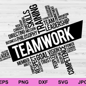 Teamwork typography composition lettering svg, team work svg, positive affirmations concept rules inspirational quotes digital file svg