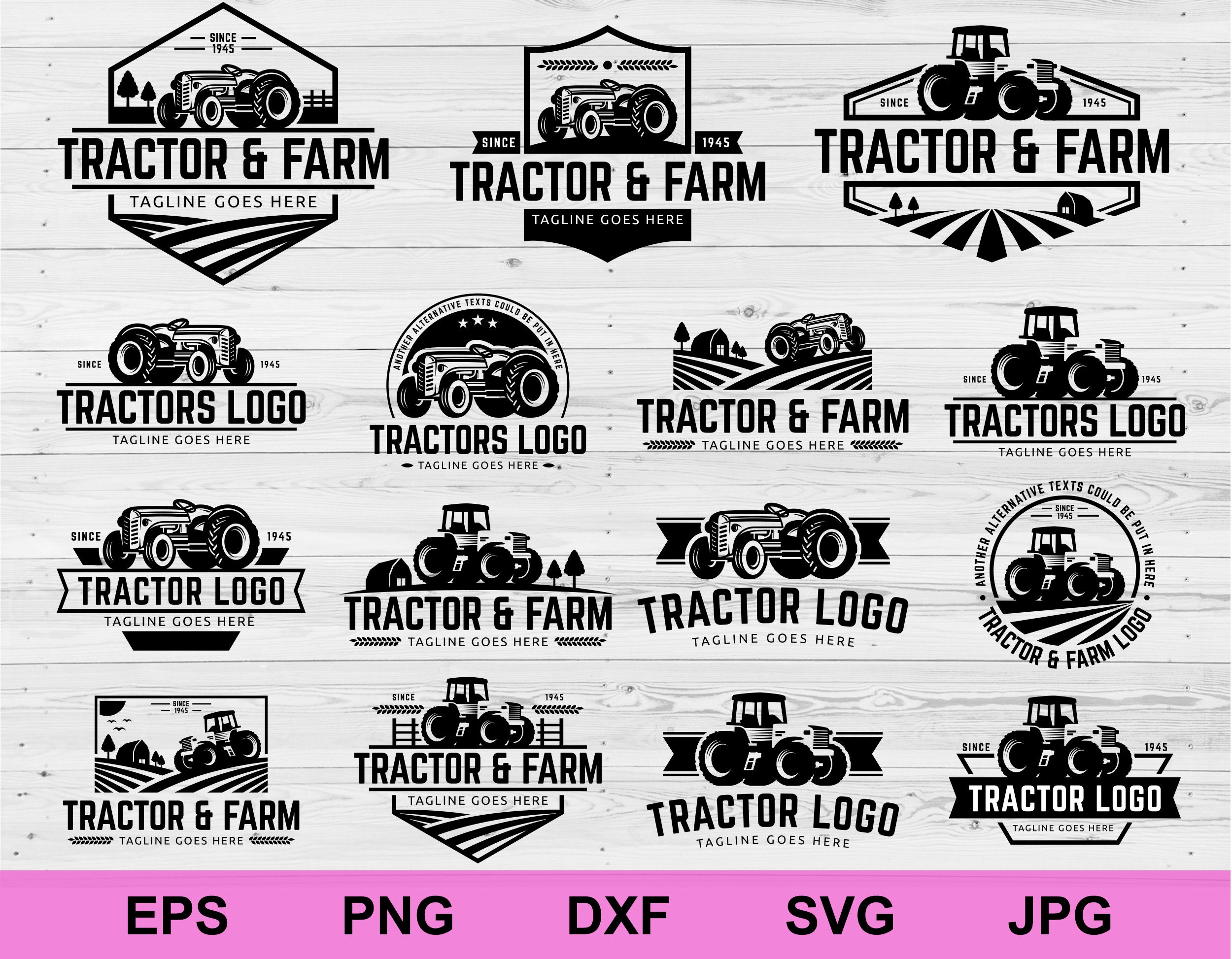 Tractor Farm Logo Sets of Collection Bundle Design Svg Etsy