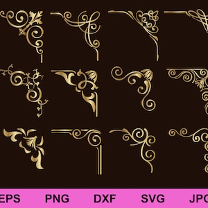Europese vintage gouden rand hoek frame ontwerp element sieraad svg, vintage grens frame svg, circuit clipart Svg