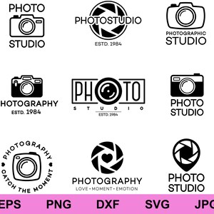Fotostudio-Logo-Schild-Set der Sammlung svg, Fotostudio-Logo svg, Kamera-Logo svg Cliparts svg