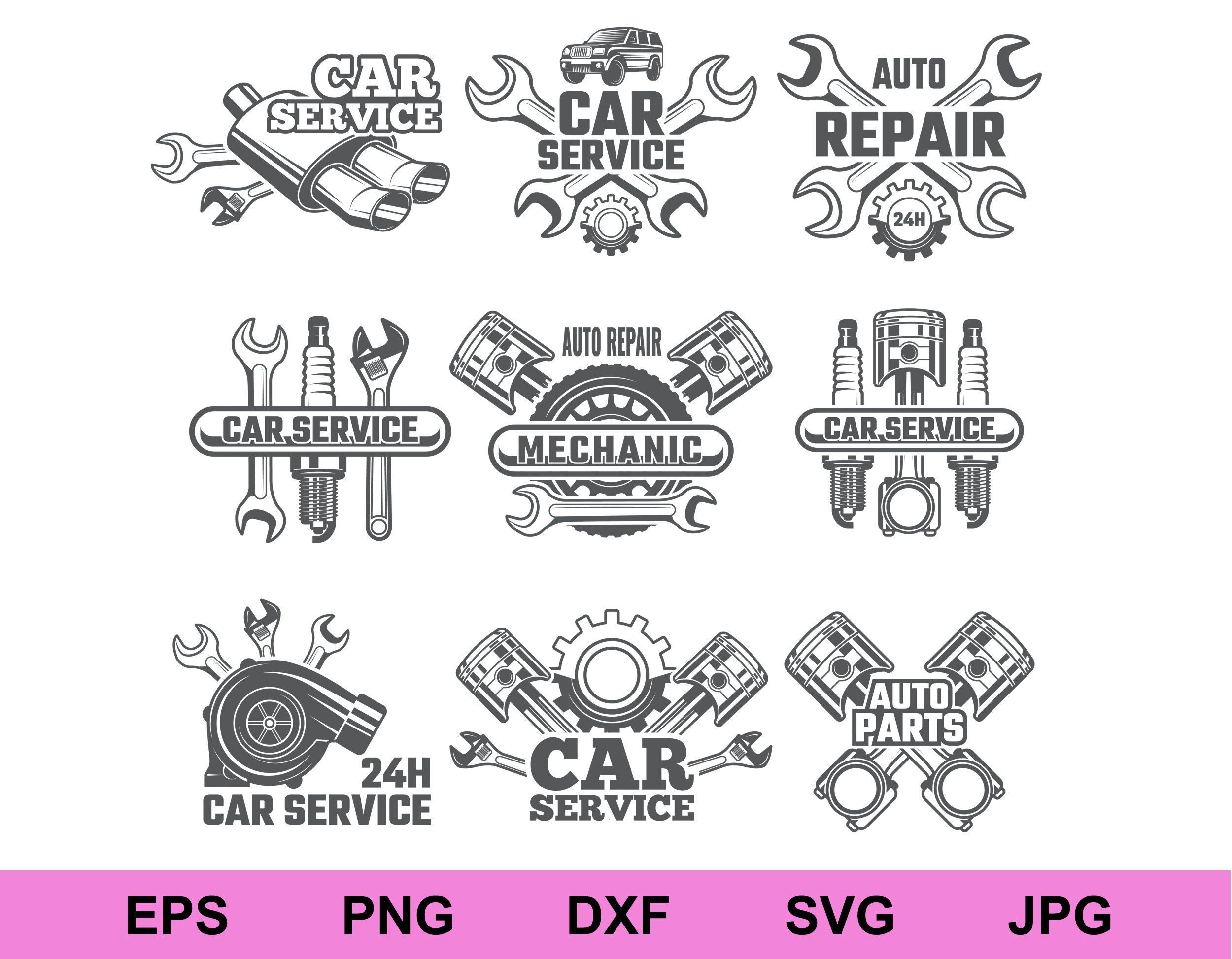 Auto parts repair car service logo sign set of collection Etsy