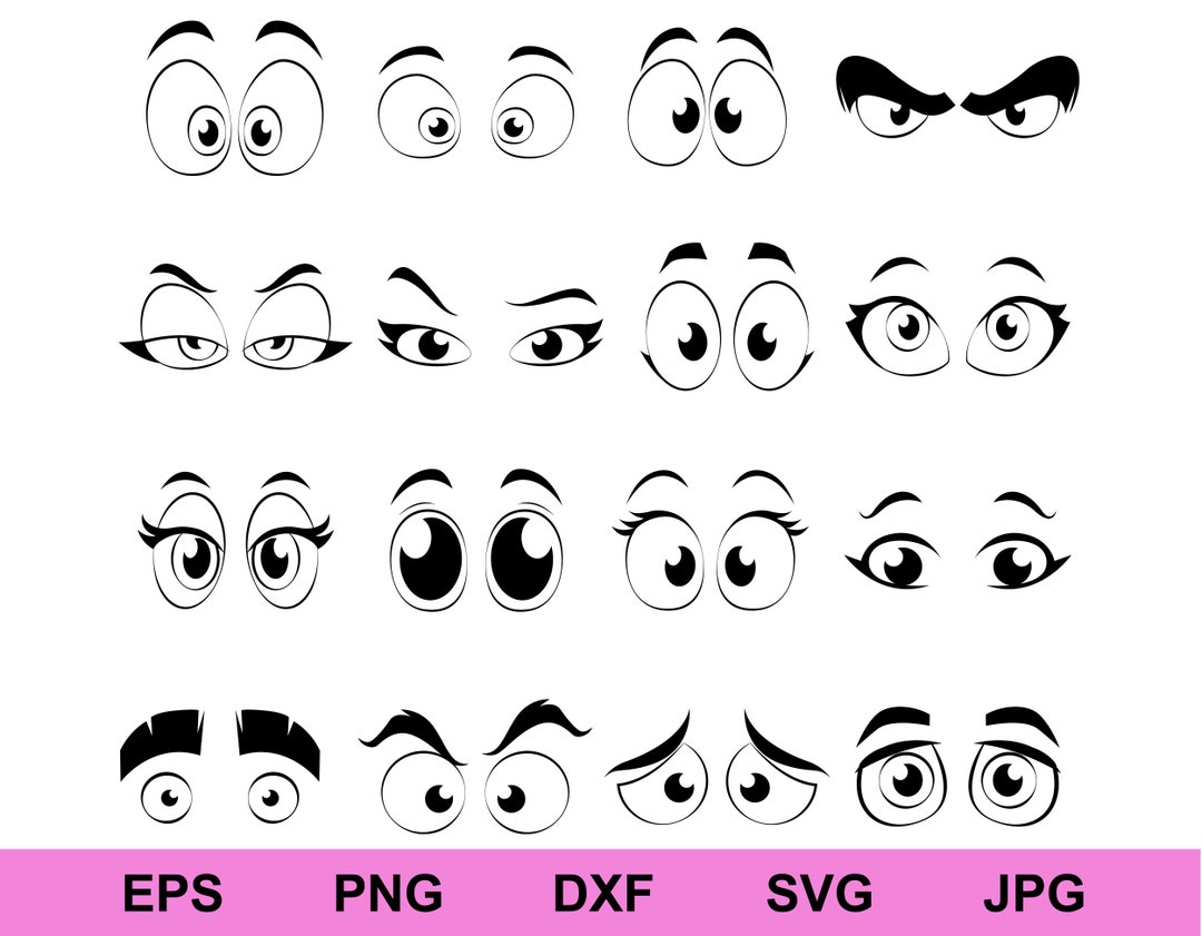 Cartoon Eyes Set of Collection Design Bundle Logo Sign Icon, Cute Comic