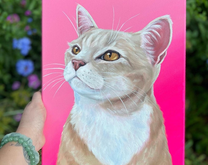 Custom Pet Portrait Oil Painting on Canvas of Dog Cat for Etsy