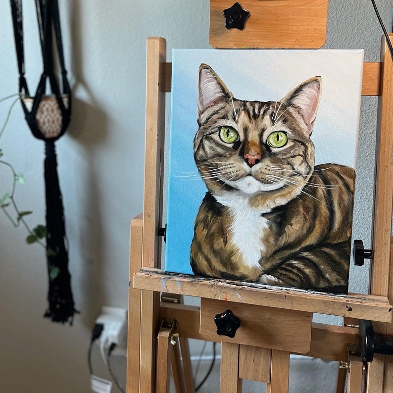 Custom Pet Portrait Oil Painting on Canvas of Dog Cat for Etsy