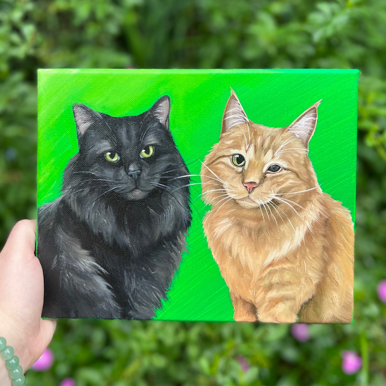 Custom Pet Portrait Oil Painting on Canvas of Dog Cat for Etsy