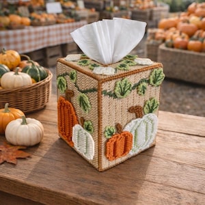 Pumpkin Tissue Box Cover / Thanksgiving Tissue Box Cover / Fall Harvest Tissue Box Cover / Halloween Tissue Box Cover