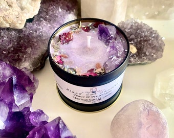 Witchcraft candle, candle for witches, amethyst crystal candle, protection spell candle