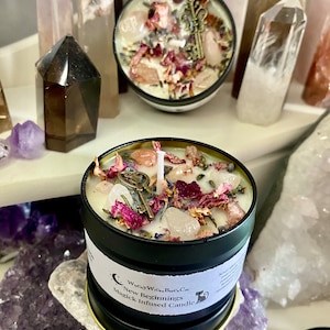 New beginnings candle, fresh start candle, healing crystal candle, manifest candle, ritual candle