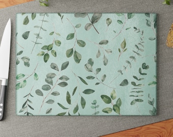 Botanical Cutting Board, Glass Cutting Board, Garden Cutting Board, Chopping Board, Botanical Serving Board
