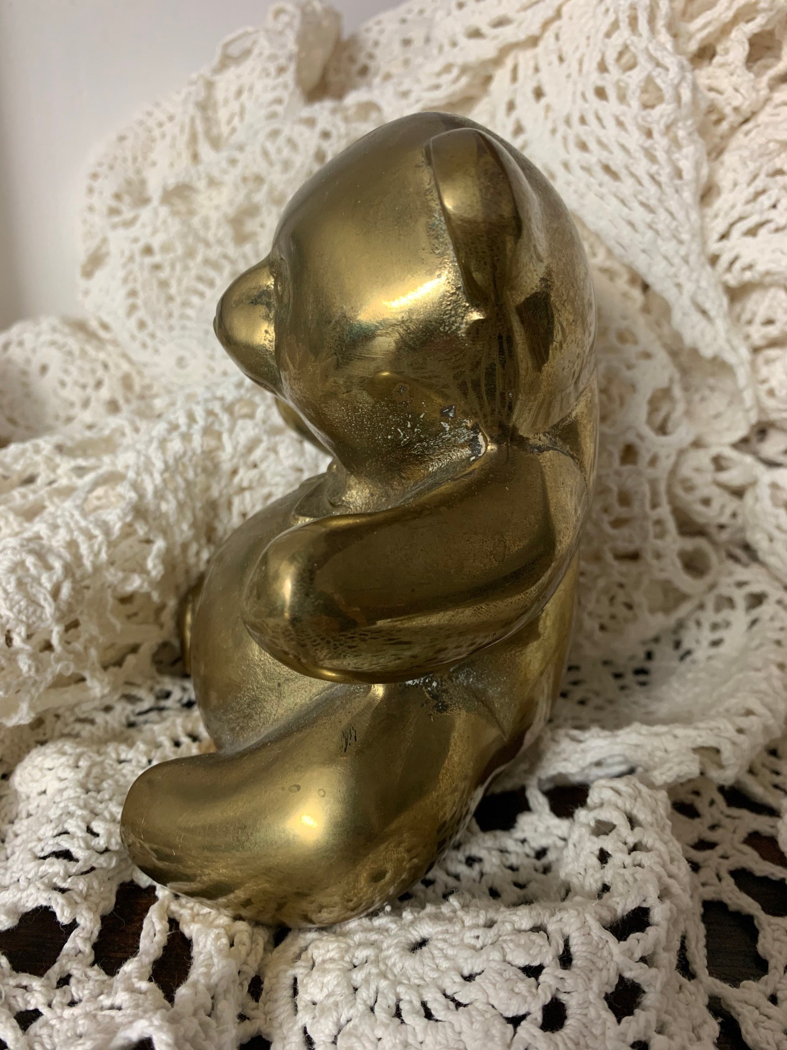 Vintage Brass Teddy Bear Bookend Figure Etsy