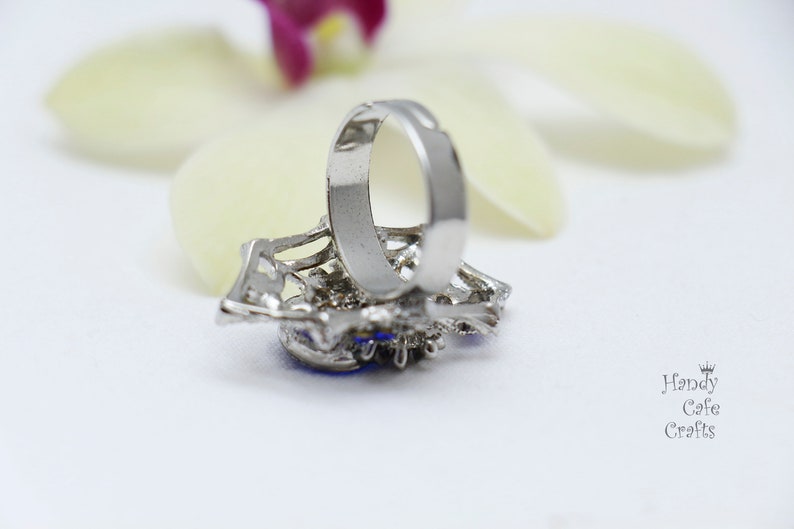 Free size ring Blue stone ring rings with blue stone Unique ring for women silver color ring Spider style ring Spider web ring