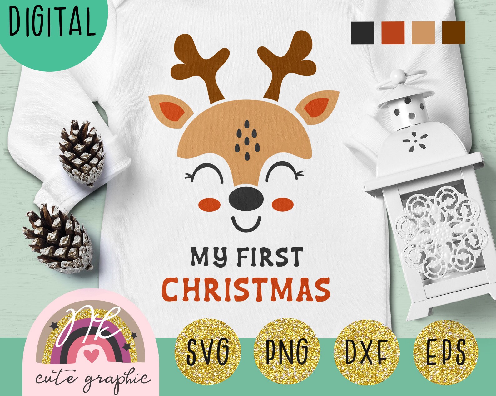 My First Christmas Svg Deer Svg Deer Head Svg Baby Deer Svg Etsy