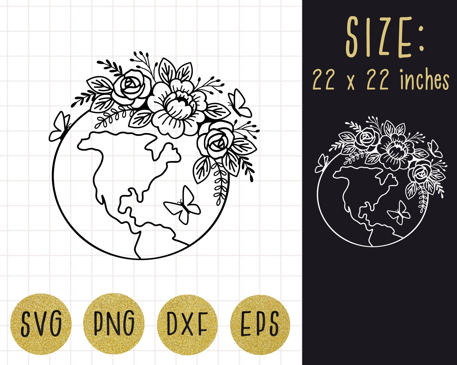Floral Earth Svg Earth Svg Earth Flowers Svg Love Etsy UK