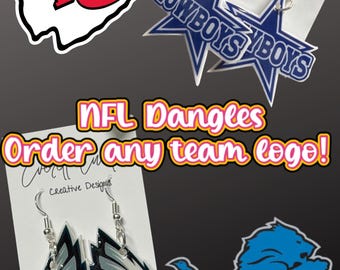 Custom NFL Team Earrings, Game Day Fan Jewelry, Hypoallergenic Lightweight Design
