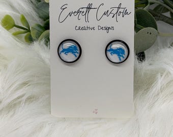 Custom Team Logo Glass Stud Earrings | Hypoallergenic School Spirit Jewelry