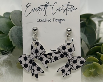 Soccer Bow Earrings Hypoallergenic Dangle Jewelry