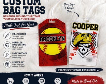 Custom Sports Bag Tag | Personalized Team Logo Tag | Luggage Tag | Custom Name Bag Tag | Team Gift Idea