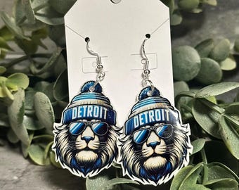 Detroit Lions Earrings  Hypoallergenic