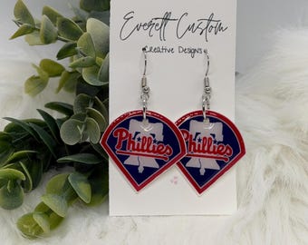 MLB Earrings Philadelphia Phillies | Baseball Fan Jewelry | Custom MLB Team Logo Earrings