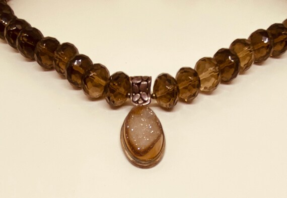 Hand cut & polish Smoke Quartz Necklace