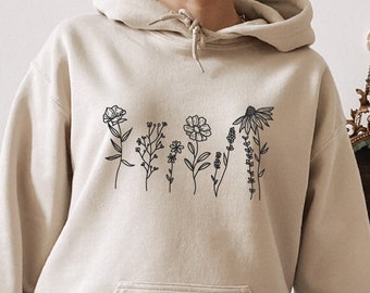 Flower Sweatshirt, Flower Hoodie, Women Hoodie, Sweatshirts Hoodies,Plus Size,Flower Girl Gifts, Floral Gift, Girlfriend Gift