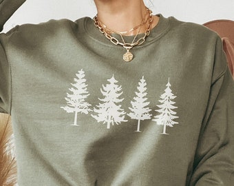 Pine Tree Sweatshirt, Evergreen Trees, Travel Sweatshirt