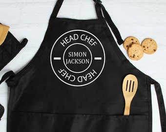 Personalized Apron Custom Name Chef Apron Cooking Gifts Kitchen Apron With Pockets Customized Present Food Lover Head Chef Apron SA1527