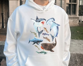 Hammer Shark Sweatshirt, Shark Fish Sweatshirt, Aquarium Hoodie, Fishing Sweater, Koi Fish Funny Daily Sweater