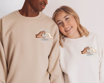 Custom Sweatshirt, Couple Sweatshirt, Personalized  Sweatshirt, heart Sweatshirt, Couple Love Custom Sweatshirt