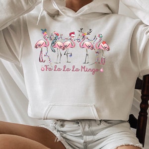 Flamingo Christmas Sweatshirt - Christmas Flamingo Hoodie - Christmas Pink Flamingo Lovers Sweat
