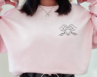 Custom Sweatshirt, Custom Hoodie, Hand Heart Name, couple, couple hoodie, valentines day, valentines day gift, couple gifts, custom portrait