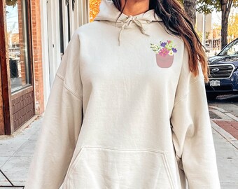 Potted Flower Pocket Sweatshirt, Mama Sweatshirt, Flower Sweatshirt, Grandma Gift, Teacher Sweatshirt, Mothers Days Gift, Gifts for Mom, Mom