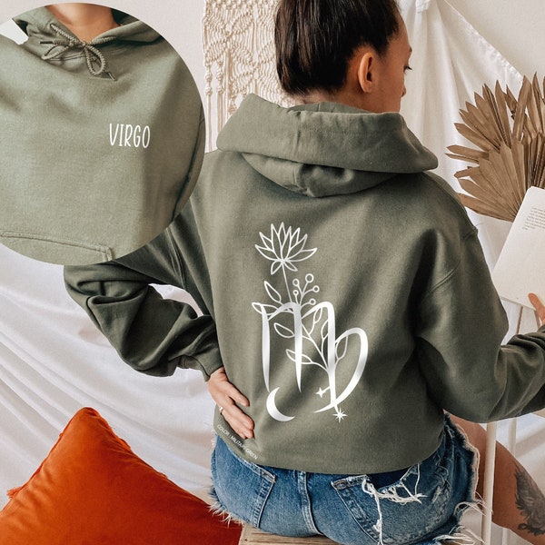 Astrology Back and front print Hoodie, Floral Astrology Sweatshirt, Astrology Gifts, Horoscope,Birthday Gifts,  Zodiac,birthday zodiac signs