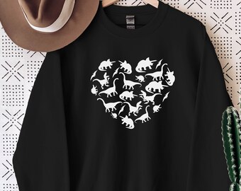 Cœur de dinosaures, Sweat de dinosaures, Sweat de dinosaures pour femmes, Dinosaures pour maman, Sweat de dinosaures cadeau pour la fête des mères, Sweat de dinosaures
