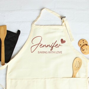 Baking with love apron ,Personalized Apron, Baking Gift, Apron Cooking Gift, image 1