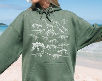 Dinosaur Skeleton Sweatshirt, Dinosaur Skeleton Hoodie, Dino Sweatshirt, Gift for Her, Gift for him, Aesthetic Hoodie, Dinosaur Gifts